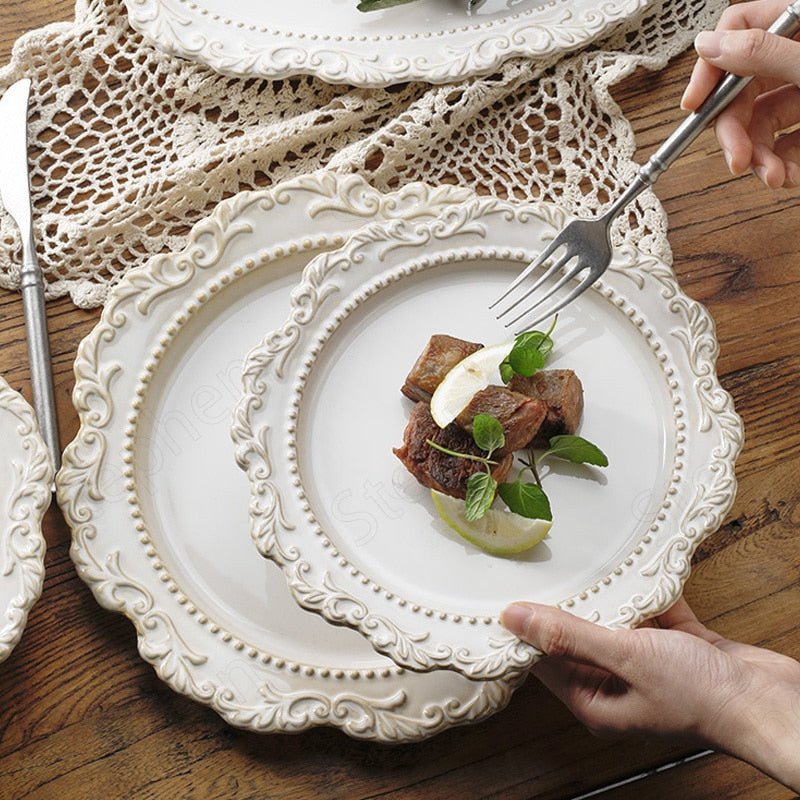 Skandishop Baroque Vintage Ceramic Dinner Plate